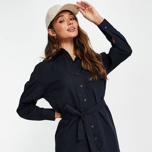 Mango button front dress-blue-size M